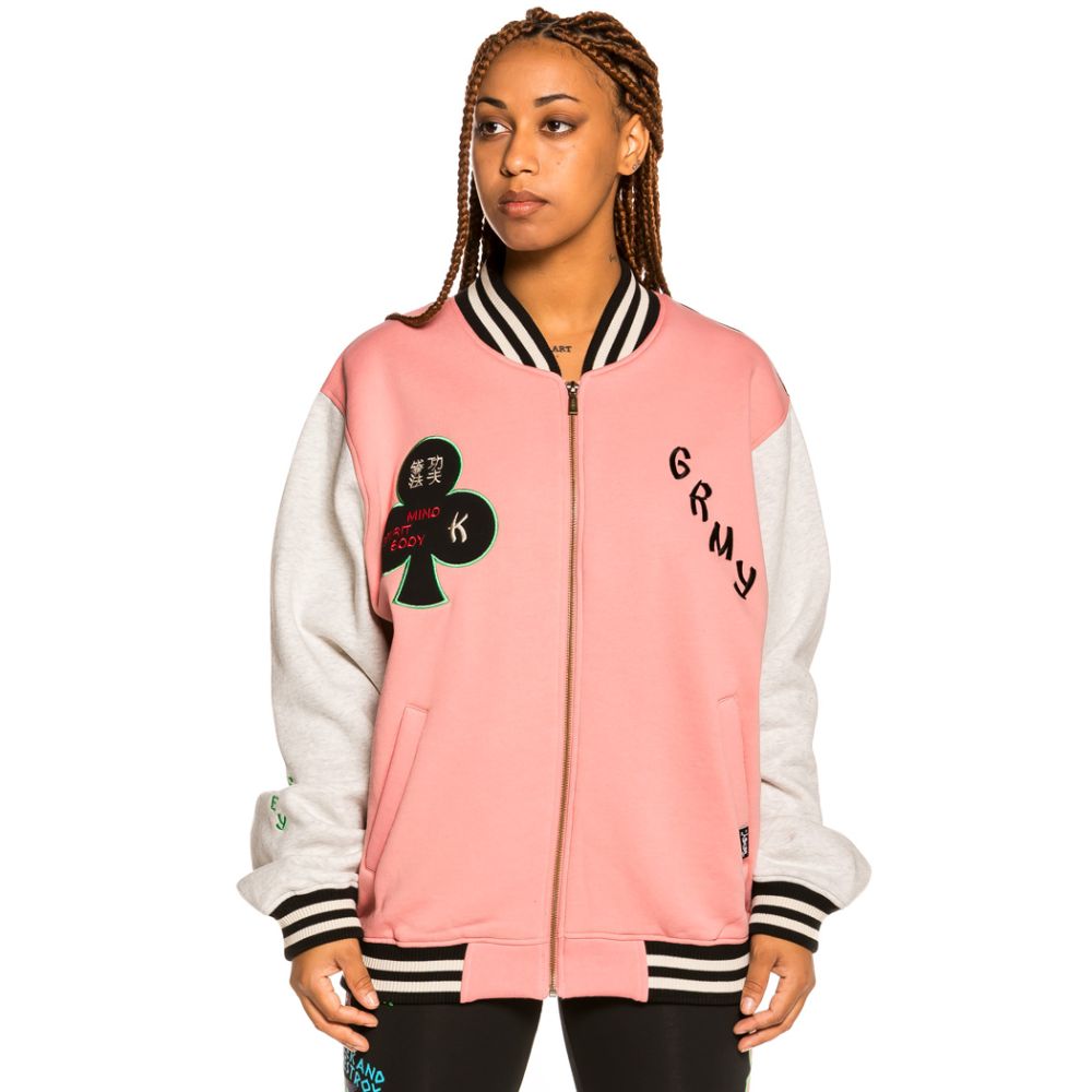 Sudadera Unisex Grimey Destroy All Fear Zip Crewneck Pink Fall 21