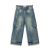 Grimey Girl Baggy Cargo Pants Washed Dark Blue